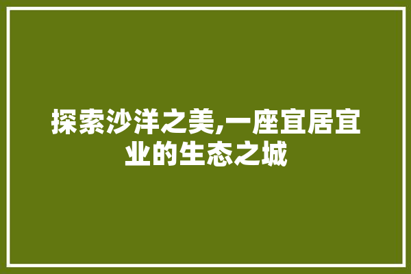 探索沙洋之美,一座宜居宜业的生态之城