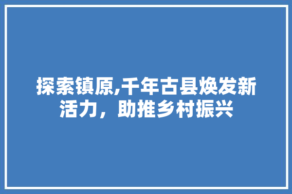 探索镇原,千年古县焕发新活力，助推乡村振兴 智能问答