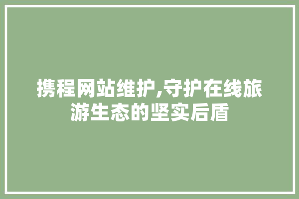 携程网站维护,守护在线旅游生态的坚实后盾