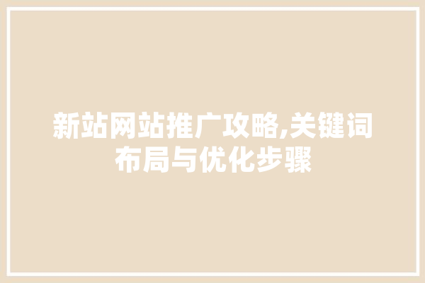 新站网站推广攻略,关键词布局与优化步骤