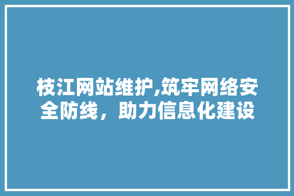 枝江网站维护,筑牢网络安全防线，助力信息化建设