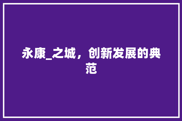 永康_之城，创新发展的典范