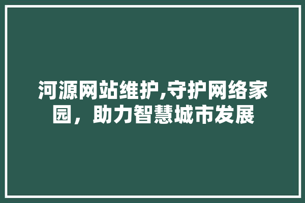 河源网站维护,守护网络家园，助力智慧城市发展