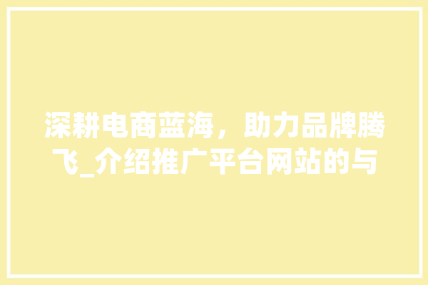 深耕电商蓝海，助力品牌腾飞_介绍推广平台网站的与价值