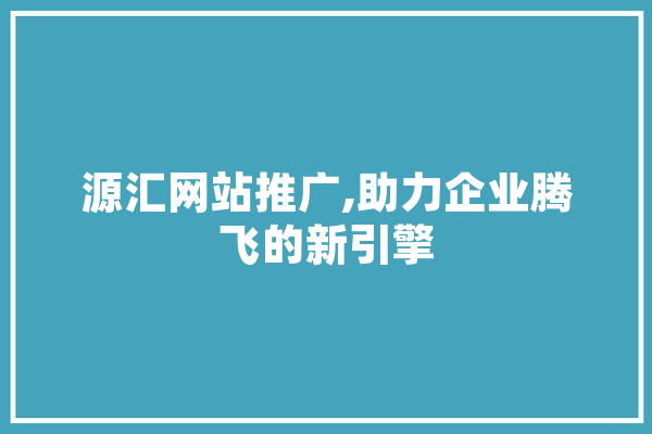 源汇网站推广,助力企业腾飞的新引擎