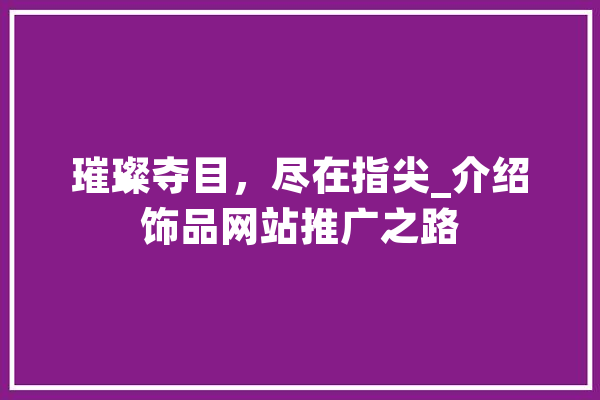 璀璨夺目，尽在指尖_介绍饰品网站推广之路