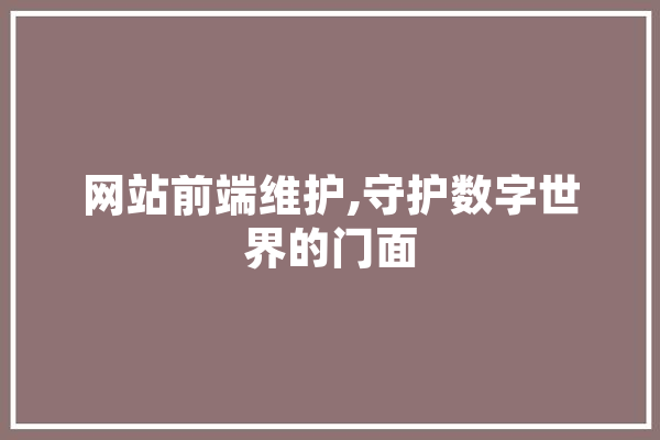 网站前端维护,守护数字世界的门面