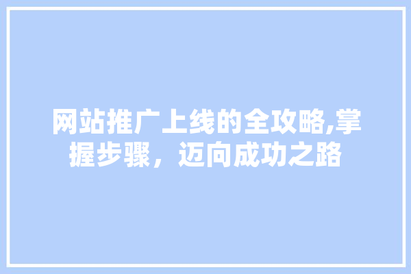 网站推广上线的全攻略,掌握步骤，迈向成功之路