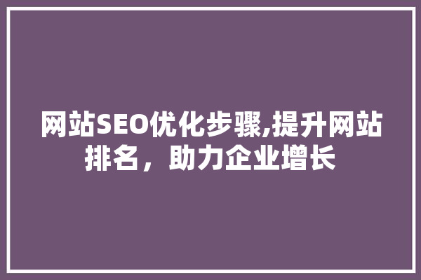 网站SEO优化步骤,提升网站排名，助力企业增长
