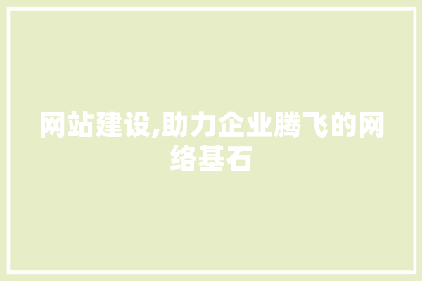 网站建设,助力企业腾飞的网络基石