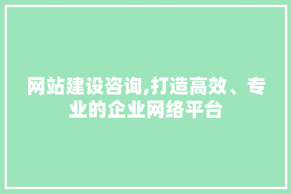 网站建设咨询,打造高效、专业的企业网络平台 AI快讯