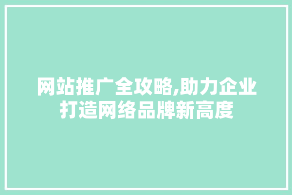 网站推广全攻略,助力企业打造网络品牌新高度