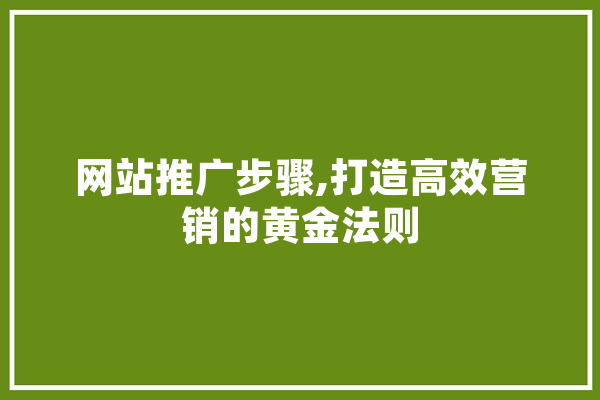 网站推广步骤,打造高效营销的黄金法则
