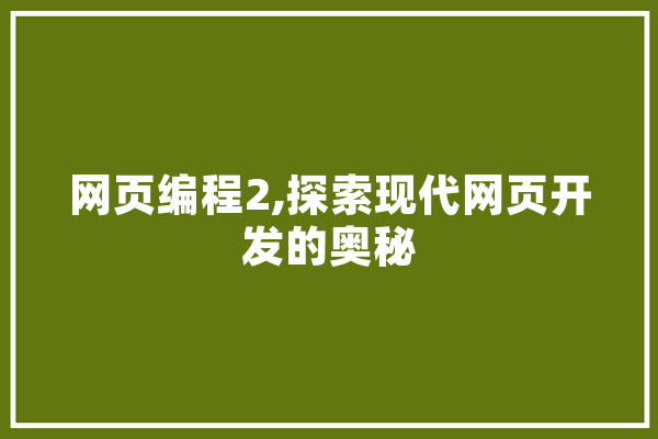 网页编程2,探索现代网页开发的奥秘