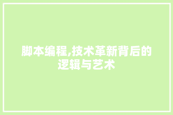 脚本编程,技术革新背后的逻辑与艺术