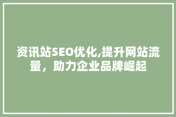 资讯站SEO优化,提升网站流量，助力企业品牌崛起
