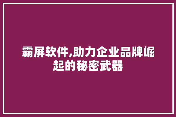 霸屏软件,助力企业品牌崛起的秘密武器