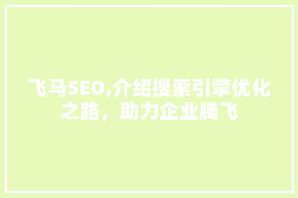飞马SEO,介绍搜索引擎优化之路，助力企业腾飞