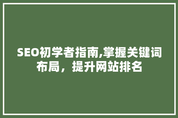 SEO初学者指南,掌握关键词布局，提升网站排名
