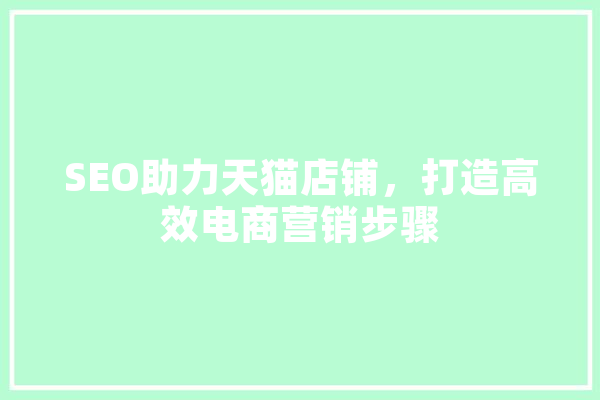 SEO助力天猫店铺，打造高效电商营销步骤