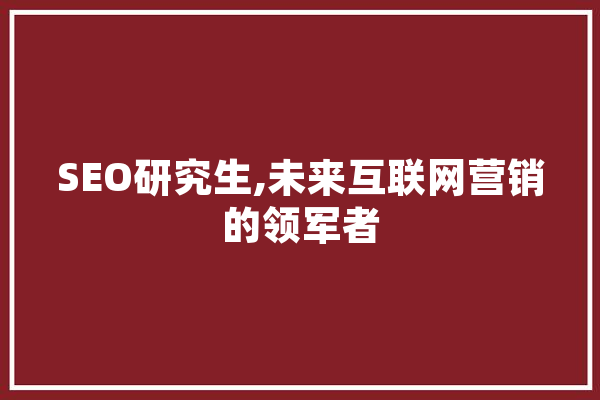 SEO研究生,未来互联网营销的领军者