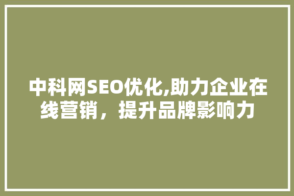 中科网SEO优化,助力企业在线营销，提升品牌影响力