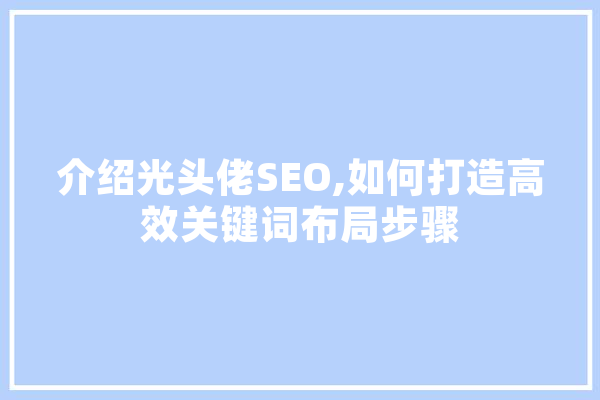 介绍光头佬SEO,如何打造高效关键词布局步骤