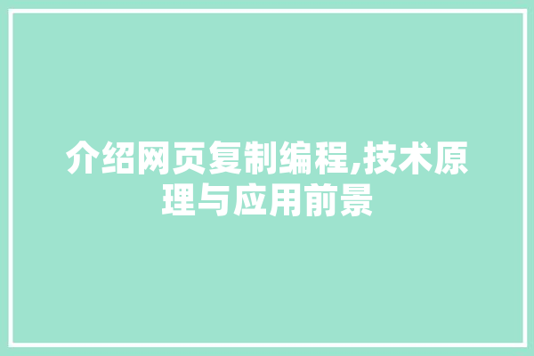 介绍网页复制编程,技术原理与应用前景