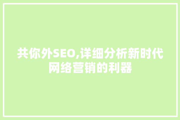 共你外SEO,详细分析新时代网络营销的利器 绘影字幕