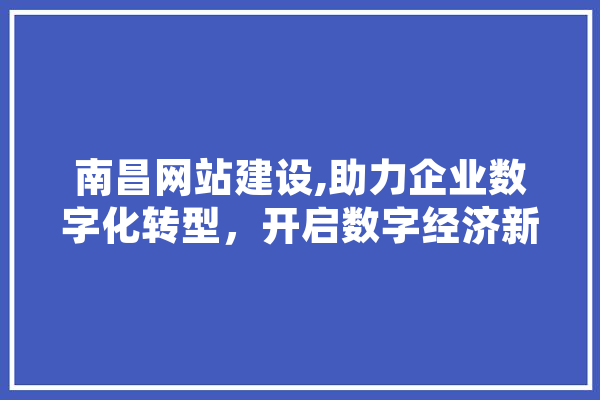南昌网站建设,助力企业数字化转型，开启数字经济新篇章
