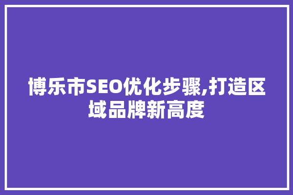 博乐市SEO优化步骤,打造区域品牌新高度
