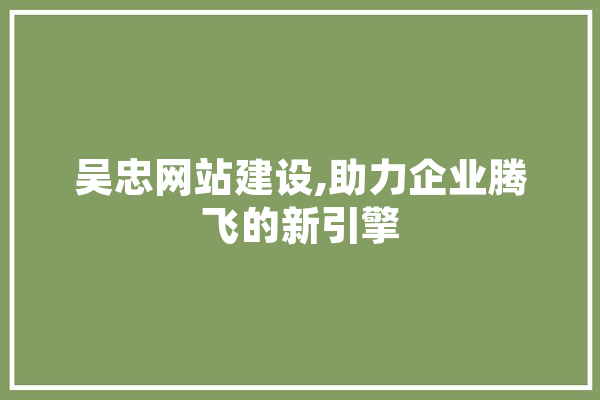 吴忠网站建设,助力企业腾飞的新引擎
