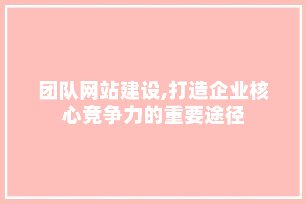 团队网站建设,打造企业核心竞争力的重要途径