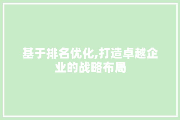 基于排名优化,打造卓越企业的战略布局