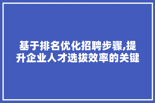 基于排名优化招聘步骤,提升企业人才选拔效率的关键路径