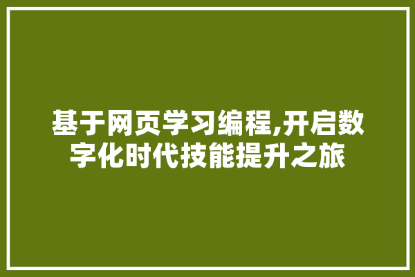 基于网页学习编程,开启数字化时代技能提升之旅
