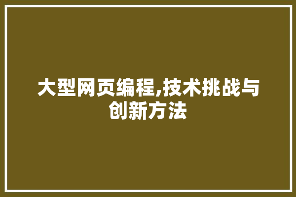 大型网页编程,技术挑战与创新方法