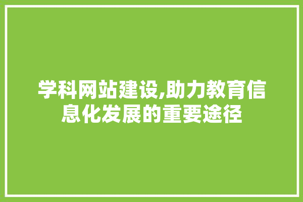 学科网站建设,助力教育信息化发展的重要途径