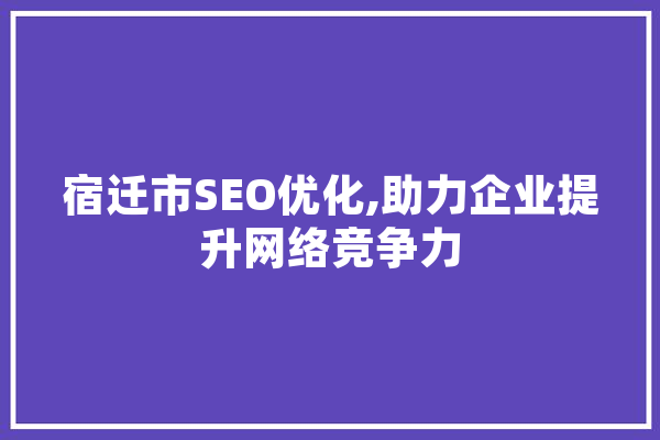 宿迁市SEO优化,助力企业提升网络竞争力