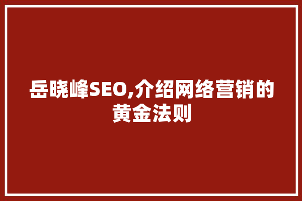 岳晓峰SEO,介绍网络营销的黄金法则