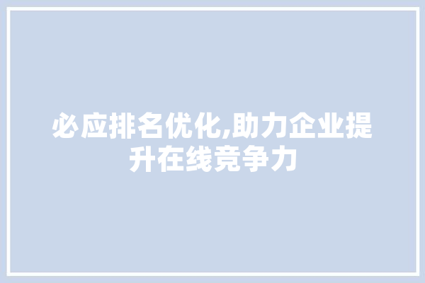 必应排名优化,助力企业提升在线竞争力
