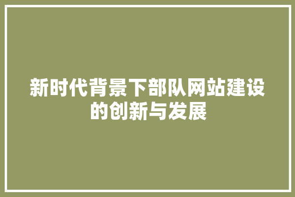 新时代背景下部队网站建设的创新与发展
