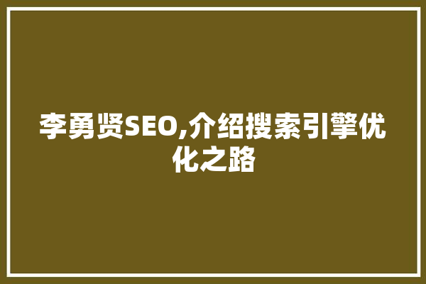 李勇贤SEO,介绍搜索引擎优化之路