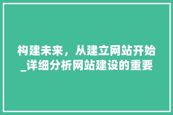 构建未来，从建立网站开始_详细分析网站建设的重要性与步骤