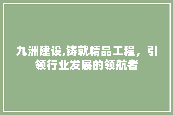 九洲建设,铸就精品工程，引领行业发展的领航者