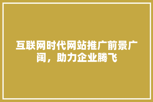互联网时代网站推广前景广阔，助力企业腾飞