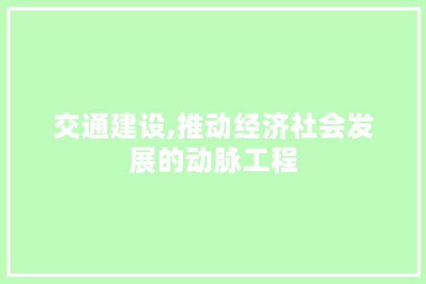 交通建设,推动经济社会发展的动脉工程