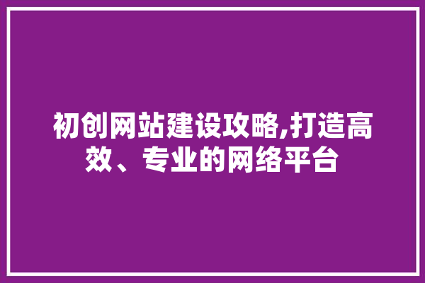 初创网站建设攻略,打造高效、专业的网络平台 智能问答