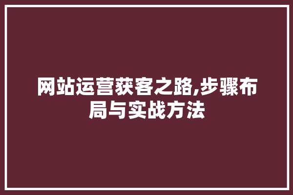 网站运营获客之路,步骤布局与实战方法 云服务
