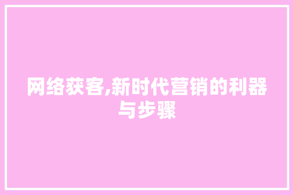 网络获客,新时代营销的利器与步骤